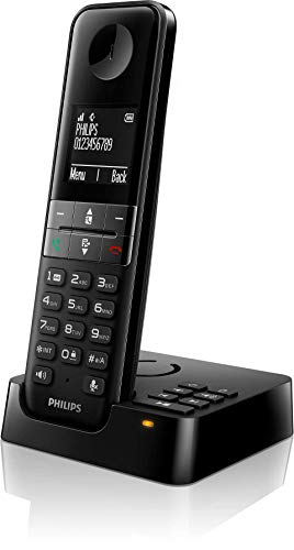 Philips D4751B/34 - Teléfono Fijo Inalámbrico con Contestador Automático (30 Minutos Mensajes, 16 Horas, Función Notas Familiares, MySound, HQ-Sound, Modo Privado, Manos Libres, Eco+) Negro Philips D4751B/34 - Teléfono Fijo Inalámbrico con Contestador Automático (30 Minutos Mensajes, 16 Horas, Función Notas Familiares, MySound, HQ-Sound, Modo Privado, Manos Libres, Eco+) Negro
