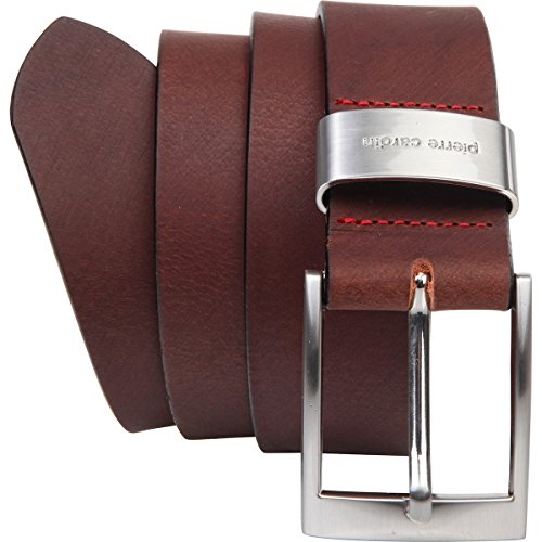 Pierre Cardin - Cinturón de hombre de auténtica piel de búfalo de 4 mm, para pantalón vaquero, talla XXL, negro/marrón marrón 115
