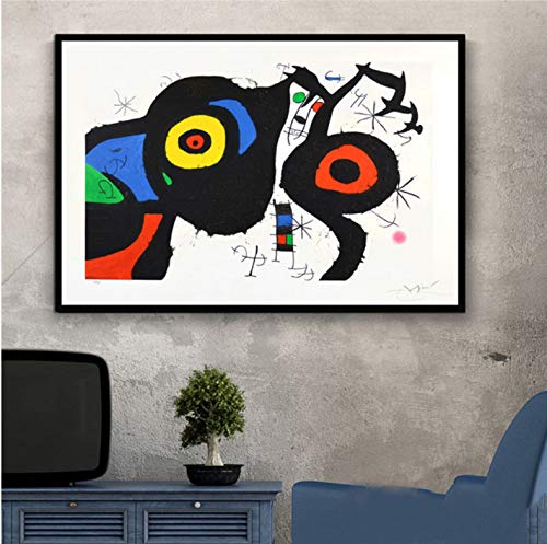 Pintor famoso Joan Miro Pinturas de arte moderno Cuadro abstracto Cartel retro e impresiones Arte de la pared Lienzo Cuadros de pared para sala de estar Decoración del hogar 50X70 cm sin marco