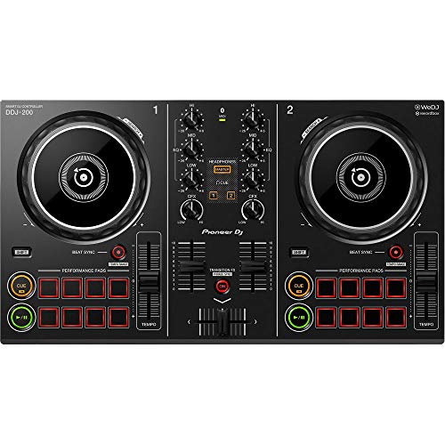 Pioneer DDJ-200 - Controlador de nivel de entrada Bluetooth para DJ utilizable con teléfono inteligente, Negro