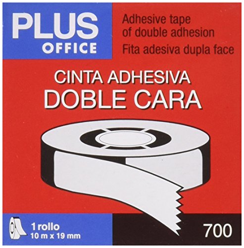 Plus Office 63Q - Cinta adhesiva doble cara, 19 mm x 10 m, crema