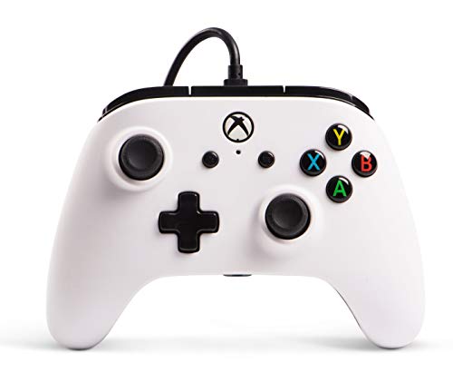 PowerA Mando con Cable con licencia oficial para Xbox One, Xbox One S, Xbox One X y Windows 10 - Blanco