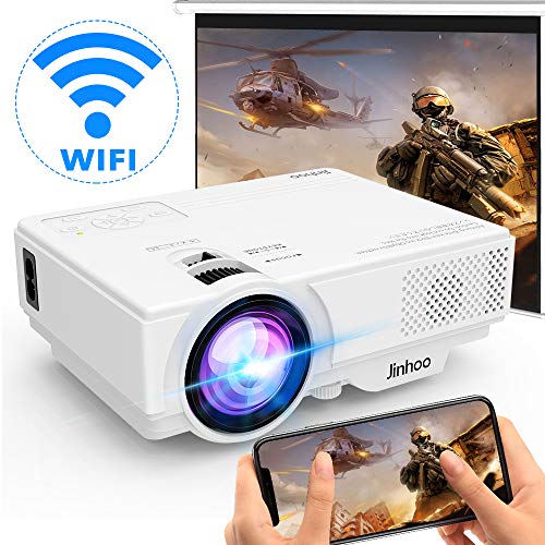 [Proyector WIFI] Wireless Proyector 5000 Lúmenes Soporta 1080P Full HD, Proyector de Video Compatible con Teléfonos Inteligentes, Tabletas, TV Stick, Reproductor de Juegos, USB, TF para Cine en Casa.