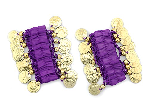 Pulsera Bellydance pulseras joyas pulsera de la mano con las monedas de oro (par) en NUEVA púrpura Pulsera Bellydance pulseras joyas pulsera de la mano con las monedas de oro (par) en NUEVA púrpura