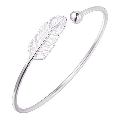 Pulsera de plata de ley 925 con diseño de hoja, estilo boho, para mujer Pulsera de plata de ley 925 con diseño de hoja, estilo boho, para mujer