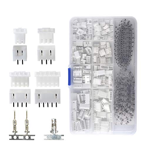 QLOUNI 560pcs JST-XHP Conector Cables Kit de 2,54 mm de Hembra Pin Header JST-PH 2/3/4/5 Pin Conector Enchufe Macho y Hembra