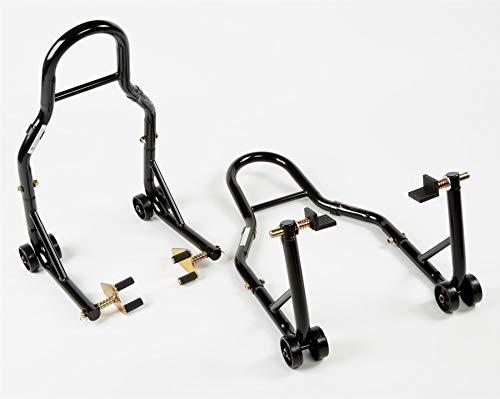 Qtech - Juego de soporte universal para moto, horquilla delantera y rueda trasera