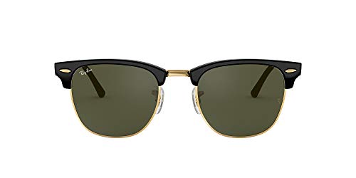 Ray-Ban Clubmaster - Gafas de sol para hombre, Multicolor (Marco: Negro/Gold, Vidrio: Verde Clásico W0365), 49 milímetros Ray-Ban Clubmaster - Gafas de sol para hombre, Multicolor (Marco: Negro/Gold, Vidrio: Verde Clásico W0365), 49 milímetros