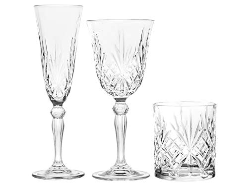 RCR 735112 Melodia - Juego de 12 copas y 6 vasos, cristal, transparente