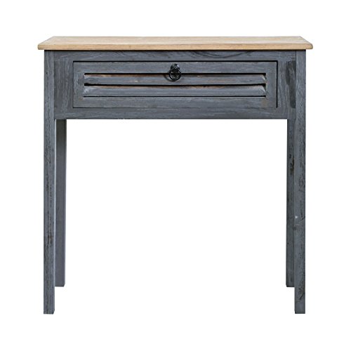 Rebecca Mobili Consola Pasillo, Mesa Escritorio Vintage con 1 cajón, Madera Azul Gris, decoración Entrada Dormitorio hogar - Medidas: 75 x 75 x 30,5 cm (AxANxF) - Art. RE4557