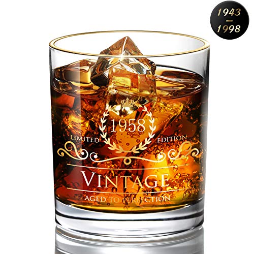 Regalo de cumpleaños/aniversarios para hombres, papá/hijo, vintage, de oro de 24 quilates, hecho a mano, perfecto para regalo y uso en el hogar, 10 oz Bourbon Scotch, decoraciones de fiesta Oro 1958 Regalo de cumpleaños/aniversarios para hombres, papá/hijo, vintage, de oro de 24 quilates, hecho a mano, perfecto para regalo y uso en el hogar, 10 oz Bourbon Scotch, decoraciones de fiesta Oro 1958