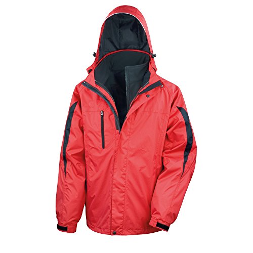 Result - Chaqueta Softshell 3 en 1 Impermeable con Capucha Modelo Journey para Hombre Caballero (Extra Grande (XL)) (Rojo/Negro)