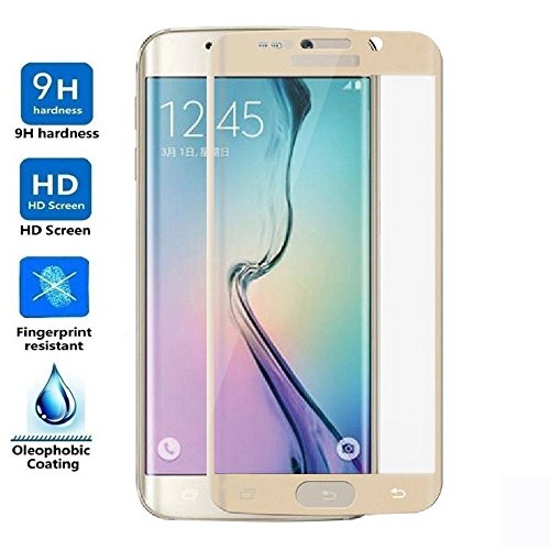 REY Protector de Pantalla para Samsung Galaxy S6 Edge Plus Oro Curvo Cristal Vidrio Templado Premium