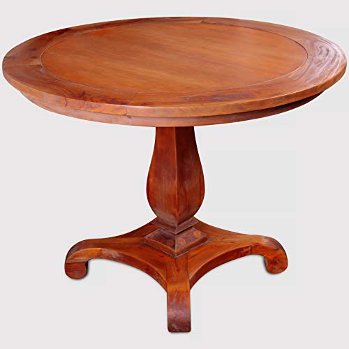 Rikmani – Mesa de Comedor Redonda (Toledo) – Mesa de Comedor de Madera de Caoba (100 cm) – Mesa de Comedor Redonda de Madera Maciza