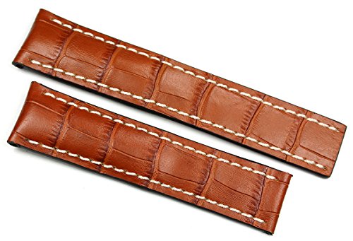 RIOS1931 20 mm/18 mm reloj de pulsera correa de piel auténtica hecha cocodrilo en relieve cinta color marrón coñac para cierre desplegable. Apta para Breitling Alemania imitación cocodrilo. RIOS1931 20 mm/18 mm reloj de pulsera correa de piel auténtica hecha cocodrilo en relieve cinta color marrón coñac para cierre desplegable. Apta para Breitling Alemania imitación cocodrilo.