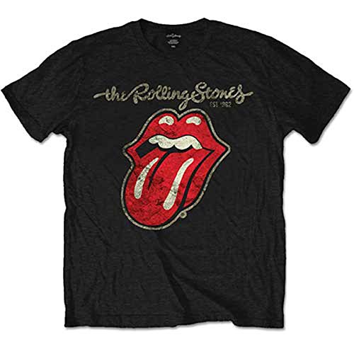 Rolling Stones The Plastered Tongue Camiseta, Negro (Black Black), XX-Large para Hombre