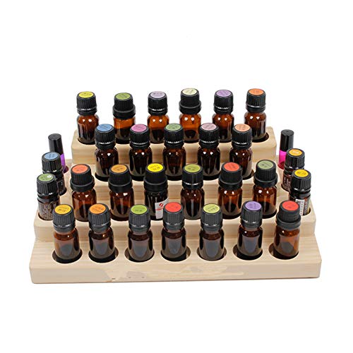 RoseFlower Caja de Almacenaje de Madera de Aceites Esenciales y Aromaterapia, 30 Botellas Aceite Contenedor Cubos de Almacenaje Organizadores para Perfumes, Fragancias, CosméTica, Joyas