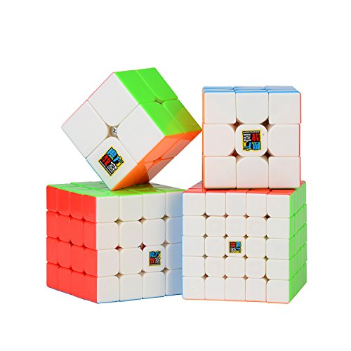 ROXENDA Cubo de Velocidad Bundle Moyu 2x2 3x3 4x4 5x5 Stickerless Brillante Cubo Magico Liso Puzzles Cube Set con Embalaje de Regalo (Cubo de Velocidad Bundle)