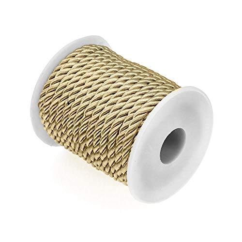 RUBY - Cordón trenzado, Cordon Dorado, Cordón rayon 5.5mm, Bobina de 10 metros. Decoración, Costura, Actividad Manual, Creativa, Handmade (Dorado) RUBY - Cordón trenzado, Cordon Dorado, Cordón rayon 5.5mm, Bobina de 10 metros. Decoración, Costura, Actividad Manual, Creativa, Handmade (Dorado)