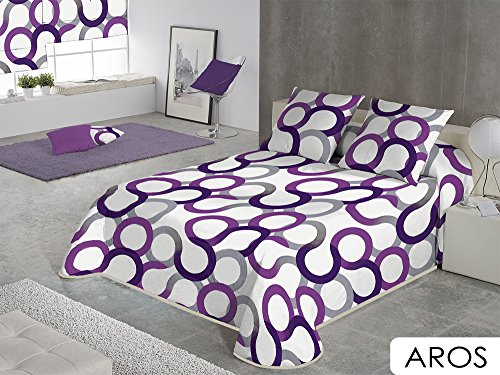 SABANALIA - Colcha Aros (Disponible en Varios tamaños y Colores), Cama 135-230 x 280, Lila SABANALIA - Colcha Aros (Disponible en Varios tamaños y Colores), Cama 135-230 x 280, Lila