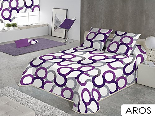 SABANALIA - Colcha Aros (Disponible en Varios tamaños y Colores), Cama 135-230 x 280, Lila