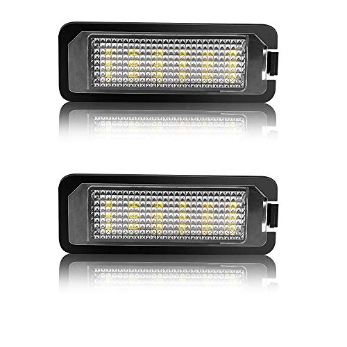 Safego Luz de matrícula LED para Coche Lámpara Número Placa Luces 2835 SMD con Canbus No error 6000K Xenón Blanco para Volks-wagen GOLF 5/6/7 Lupo Passat Scirocco Polo etc, 2 Piezas, 1 año de Garantía