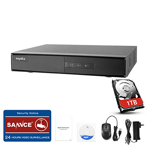 SANNCE DVR 4CH 1080N/720P para Sistema de Vigilancia 5-en-1 Grabador de Video Kit de Seguridad Detección Movimiento, Alarma Email-1TB Disco Duro de Vigilancia