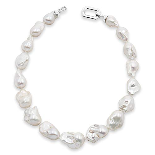 Secret & You Collar de Perlas de Mujer Cultivadas de Agua Dulce Barrocas XL de 45 cm de Largo Disponible en Calidad AA y AAA Perlas Barrocas XL de 13-15 y 14-16 mm con Nudo Entre Cada Perla.