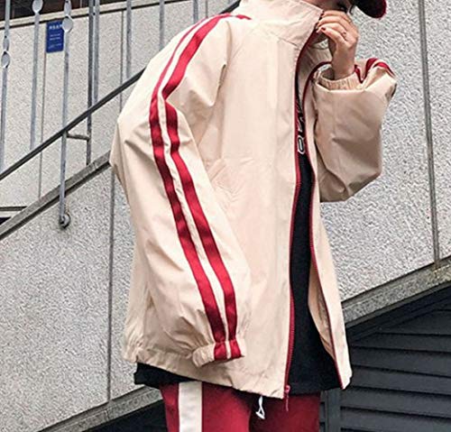 SED Primavera y Otoño Clase de Estudiante Wear Tops Harajuku Style Trend Tira Vertical Chaqueta Suelta de Pareja Mujeres,Pulir,S