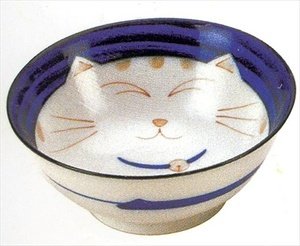 Sello con forma de gato azul cuenco con asa y tapa de porcelana 7-0, 6 cm #HY57/B