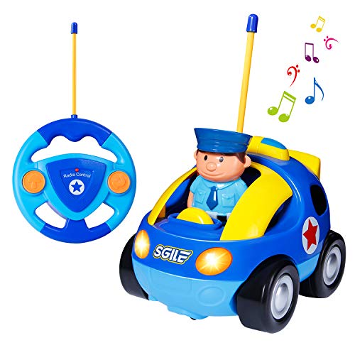 SGILE Coche Teledirigido con Música y Luces, Radio Control Remoto Coches RC, Tren de Teledirigido Niños, Coches de Policía Teledirigidos para Bebés Niños de 18 Meses+