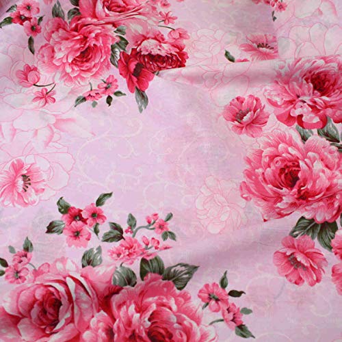Shabby Chic Rose - Tela de algodón para confección de vestidos (160 cm de ancho, 100% algodón), diseño floral
