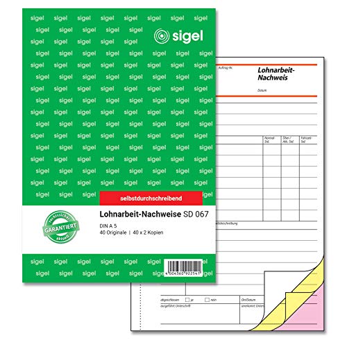 Sigel SD067 - Certificado de trabajo con salario (40 sets de 1 hoja con 2 copias de calco, A5)