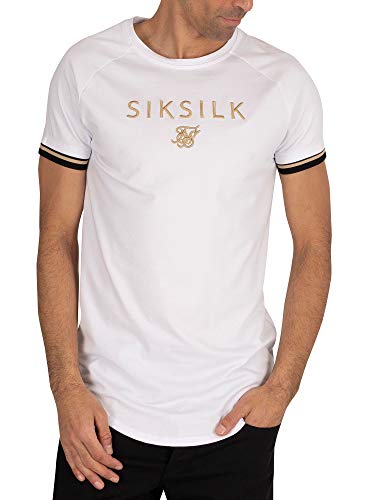 Sik Silk de los Hombres Dani Alves Inset Tech Camiseta, Blanco, L