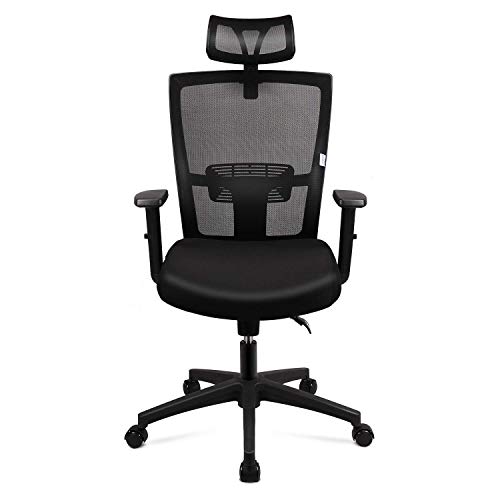 Silla de oficina Silla Ergonómica, Silla de Escritorio Con Reposacabezas y Apoyabrazos ajustables, cómodo y fiable, Carga máx. 120kg/265lb