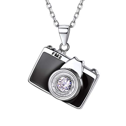 SILVERCUTE Collar Mujer Plata 925 Cámara Colgante Serte of Zirconium Oxide Cadena Negra Fina Ajustable 50cm 1.5mm Joyas Tendencia para Niña Regalo Navidad SILVERCUTE Collar Mujer Plata 925 Cámara Colgante Serte of Zirconium Oxide Cadena Negra Fina Ajustable 50cm 1.5mm Joyas Tendencia para Niña Regalo Navidad