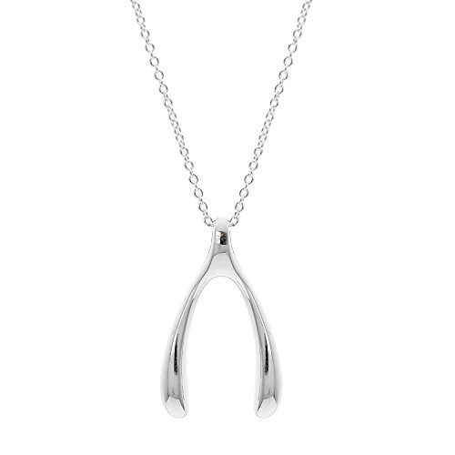 Silverly Collar Mujeres en Plata de Ley .925 Colgante Simple Buena Suerte Wishbone Tenedor, 46cm