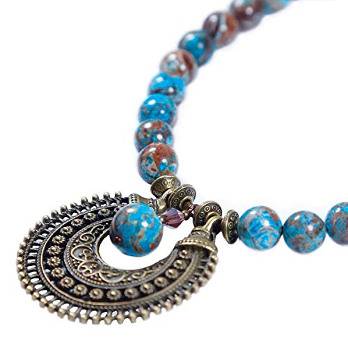 Sitara Ágata - SKULLS AND SPIRITS - Collar de Perlas de Agata Boho Behemia (hecho en España)