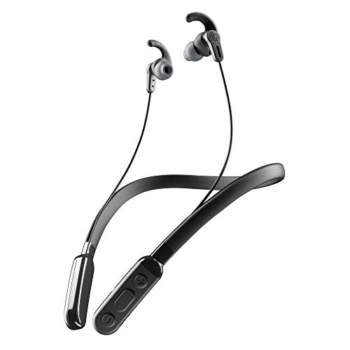 Skullcandy Ink'd+ Active Auriculares inalámbricos con Micrófono, geles Secure FitFin, Resistente al Agua y al Sudor IPX4, Batería de 15 Horas con Carga rápida - Negro/Gris