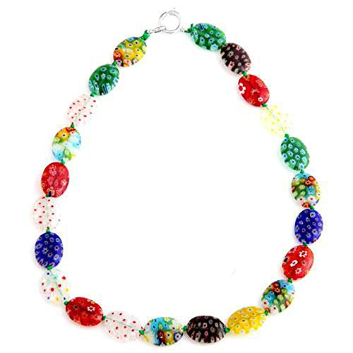 Skyllc® Murano Mix elipse de Color Murano Millefiori de la Mujer de Cristal Dedicado artesanales Cuentas de Collar combinada 18 * 13mm