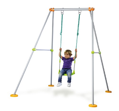 Smoby-310191 Columpio Metal 180 cm, Color Verde, Gris, Naranja, (310191) Smoby-310191 Columpio Metal 180 cm, Color Verde, Gris, Naranja, (310191)