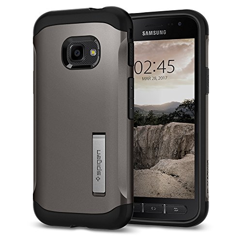 Spigen, Funda Compatible con Samsung Galaxy Xcover 4/4S 2019 [Slim Armor] con Kick Stand y Protección híbrida contra caídas para Samsung Galaxy Xcover 4/4S [Gunmetal] 585CS21819