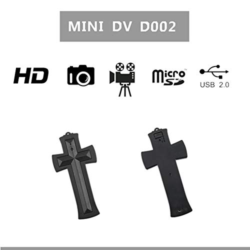 SSCJ Collar De Plata Oculta Mini DVR Grabador Cruz Cámara Oculta 8GB HD 1080P