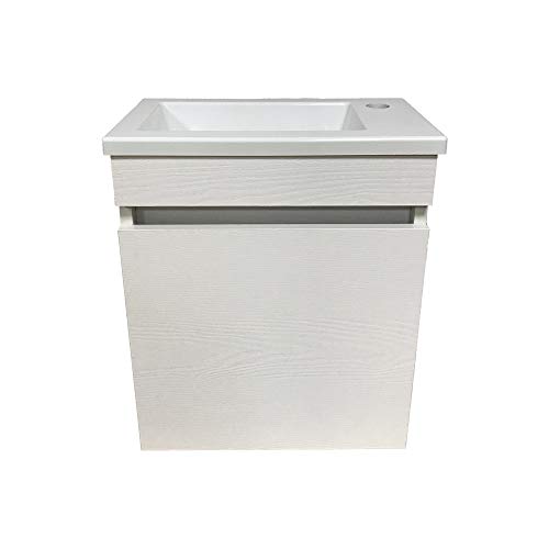 STARBATH PLUS Conjunto Mueble Baño Suspendido 40 x 22 cm Blanco Madera Lavabo Plástico ABS Ador
