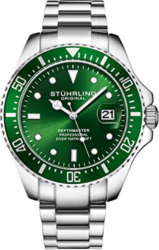 Stuhrling - Reloj de Buceo para Hombre, diseño de Buceo Deportivo con Corona de Rosca y Resistente al Agua hasta 100 m, Esfera analógica, Movimiento de Cuarzo (Verde) Stuhrling - Reloj de Buceo para Hombre, diseño de Buceo Deportivo con Corona de Rosca y Resistente al Agua hasta 100 m, Esfera analógica, Movimiento de Cuarzo (Verde)