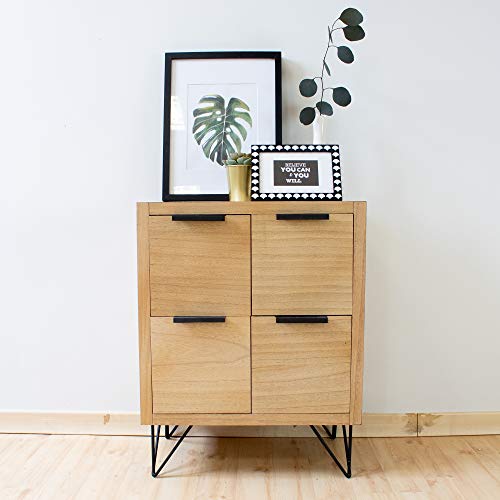 Suárez H903-PN APARADOR 4 CAJONES Pata Metal 540x340x690mm, En MDF con Chapa de Madera Natural y Patas y Tiradores metálicos lacados en Negro Suárez H903-PN APARADOR 4 CAJONES Pata Metal 540x340x690mm, En MDF con Chapa de Madera Natural y Patas y Tiradores metálicos lacados en Negro