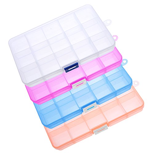 SUPVOX 4 unids Caja de Almacenamiento de Contenedores de Joyería de Plástico Organizador de Joyería Divisor 15 Rejillas para Washi Tape Joyería Maquillaje Suministros de Arte