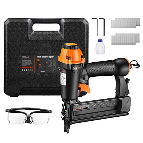 TACKLIFE 2 EN 1 Clavadora Neumática Grapadora con Clavos y Grapas (200 en Cada), Clavadora Brad 18GA para Clavos 15-50mm y Grapas 16-40mm, Contener 100 Puntas, Mango Antideslizante para Gran Comodidad TACKLIFE 2 EN 1 Clavadora Neumática Grapadora con Clavos y Grapas (200 en Cada), Clavadora Brad 18GA para Clavos 15-50mm y Grapas 16-40mm, Contener 100 Puntas, Mango Antideslizante para Gran Comodidad