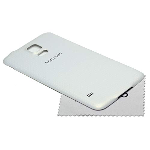 Tapa de batería para Samsung Original para Samsung Galaxy S5 (G900F) Blanco + mungoo Pantalla paño de Limpieza