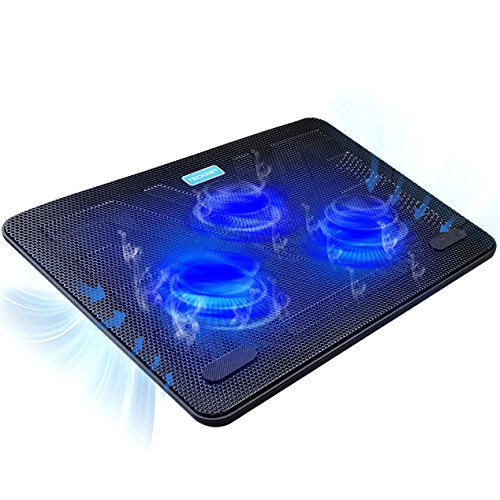 TECKNET Base de Refrigeración Ordenador Portátil de 12-17 Pulgadas 3 Ventiladores Silenciosos con Leds, 2 USB Puertos, 2 Niveles de Diseño Ajustable TECKNET Base de Refrigeración Ordenador Portátil de 12-17 Pulgadas 3 Ventiladores Silenciosos con Leds, 2 USB Puertos, 2 Niveles de Diseño Ajustable